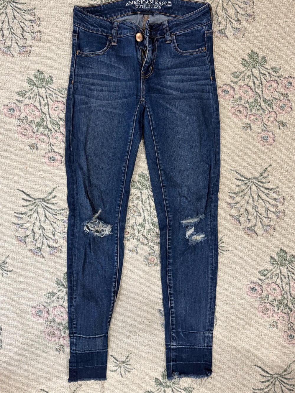American Eagle Outfitters Indigo Ripped Skinny Jeans Women’s 0
